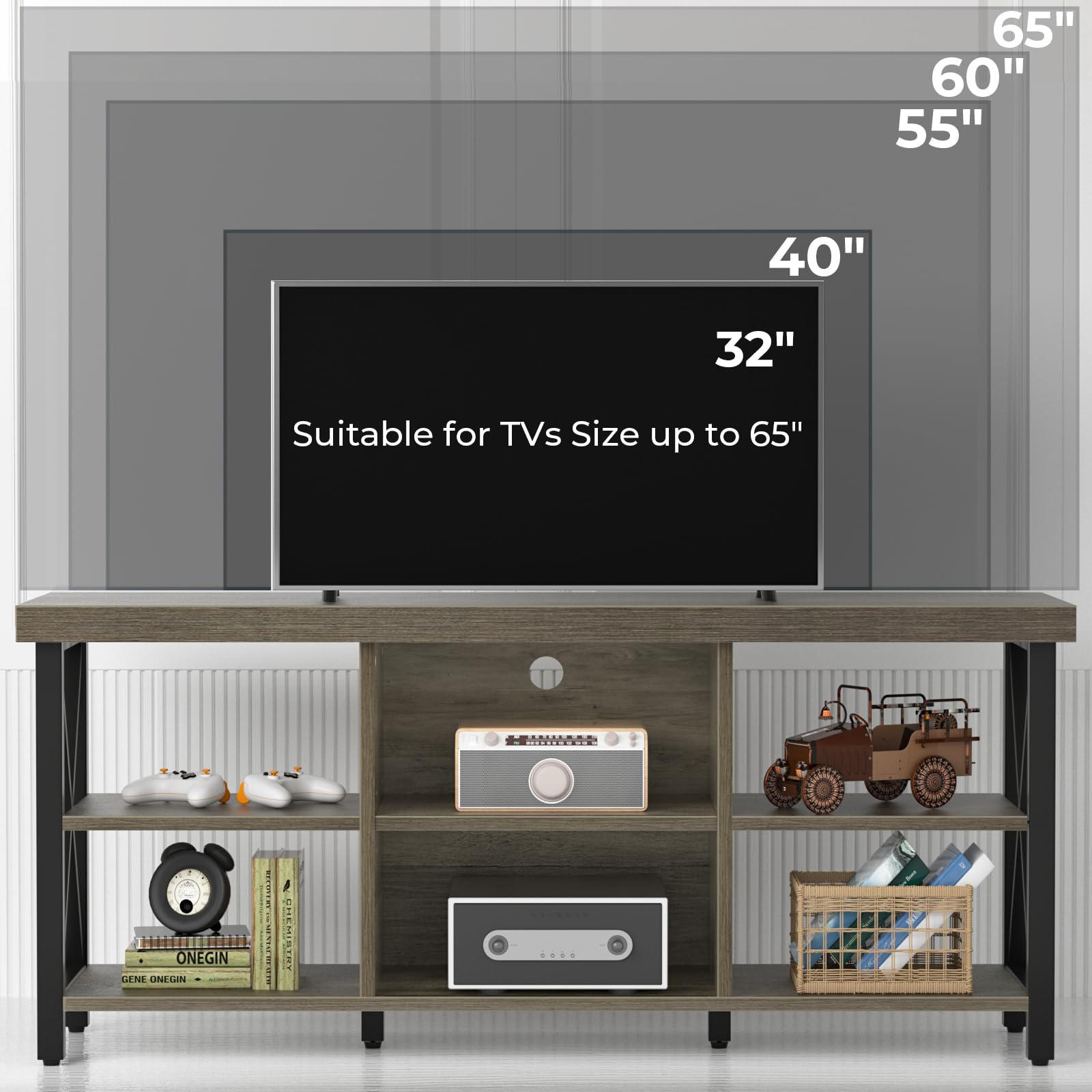 GreenForest TV Stand for 65 in TV, 55" Entertainment Center for Living Room