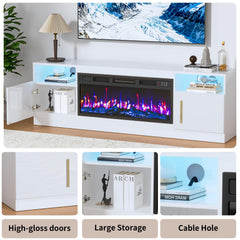 PRETZI Fireplace TV Stand with 36" Fireplace Up to 80" TVs for Living Room