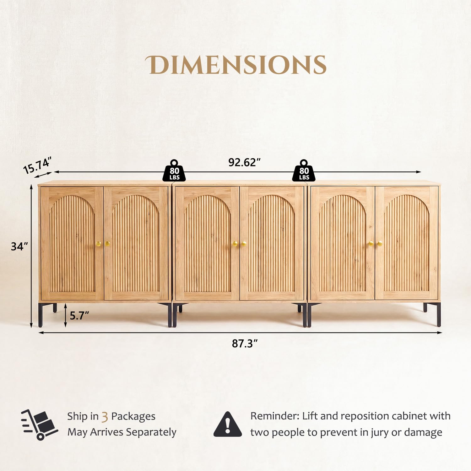 IFBUY 92.63" W Mid Century Modern TV Stands for Living Room, Brown
