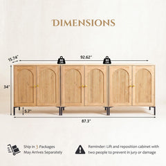 IFBUY 92.63" W Mid Century Modern TV Stands for Living Room, Brown
