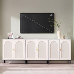 IFBUY 92.63" W Mid Century Modern TV Stands for Living Room, Brown