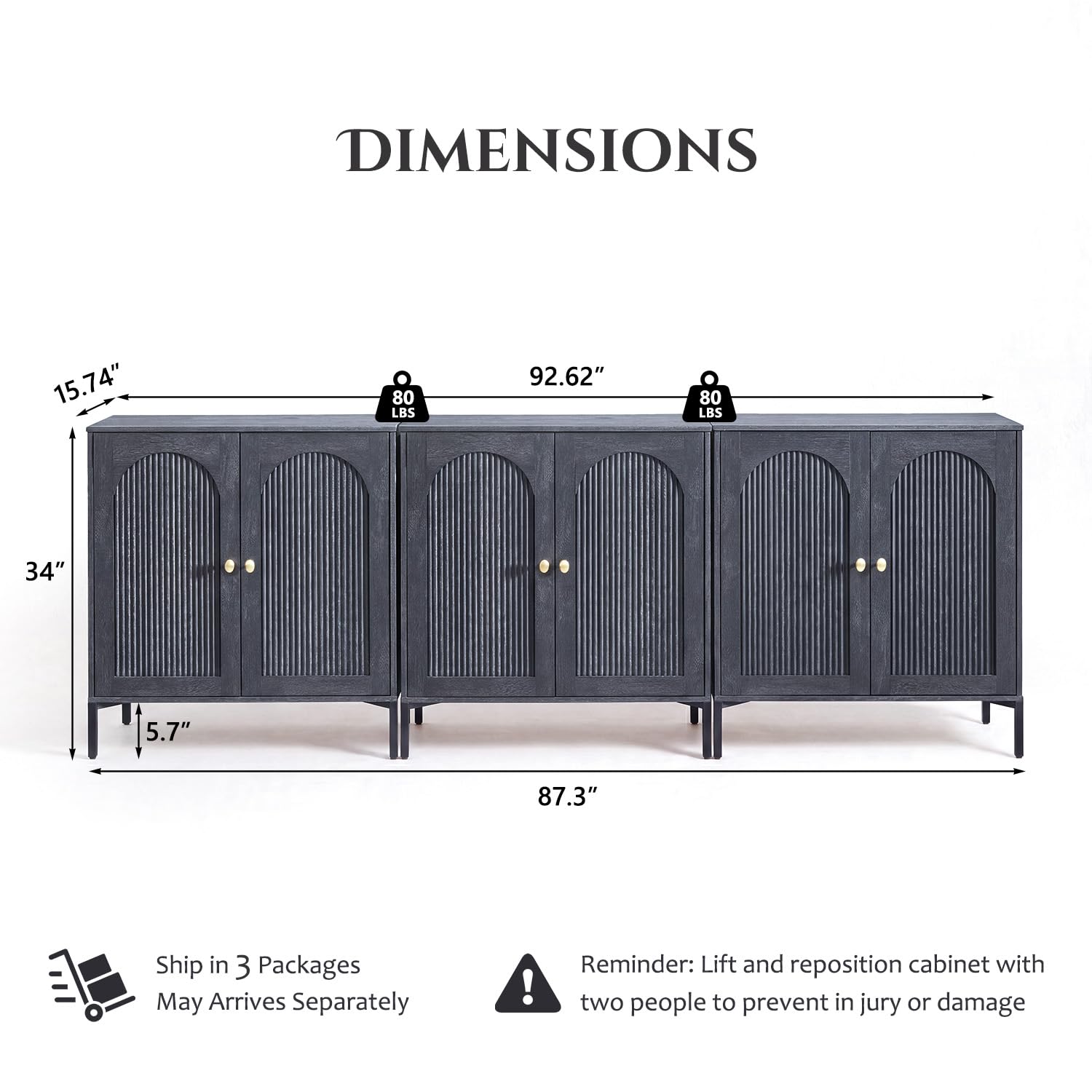 IFBUY 92.63" W Mid Century Modern TV Stands for Living Room, Brown