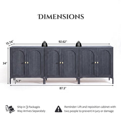 IFBUY 92.63" W Mid Century Modern TV Stands for Living Room, Brown