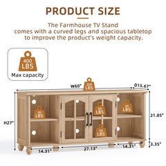 RWYHG Farmhouse TV Stand for 60 in TV, Entertainment Center for Living Room