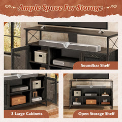 WLIVE TV Stand 55 inch TV, Tall Entertainment Center with Storage, Farmhouse Industrial TV Console for Bedroom Living Room, Rustic Brown