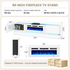Nordivale 70" Fireplace TV Stand, Modern Entertainment Center for TVs Up to 80”, TV Console with Storage Cabinets, Media Console for Living Room, Black TV Stand and Black Fireplace