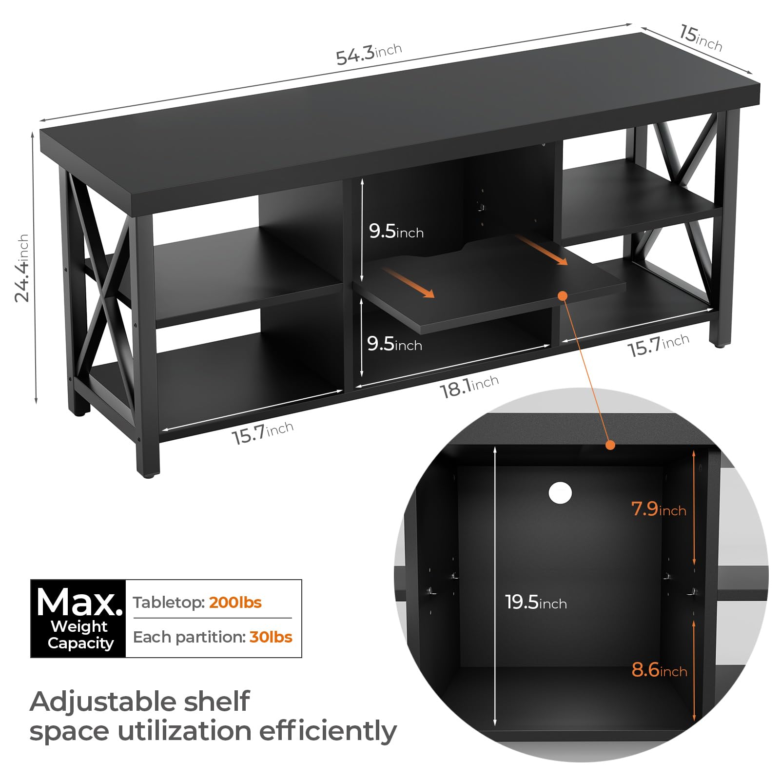 GreenForest TV Stand for 65 in TV, 55" Entertainment Center for Living Room