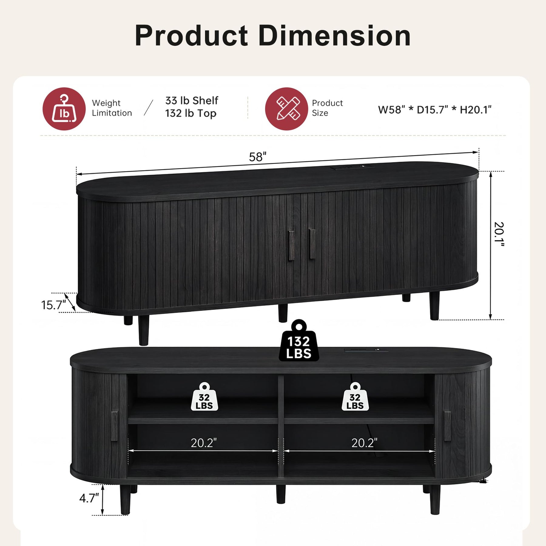 OneBlis 70" Mid Century Modern TV Stand, Wood TV Consoles with Sliding Doors and Power Outlet, Entertainment Center with Adjustable Shelves, Fluted TV Stands for Living Room, Walnut