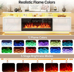 OneBlis 70" Fireplace TV Stand with Double LED Lights for TVs UP to 80", Electric Fireplace Entertainment Center with Storage Cabinets, TV Console for Living Room, Office, Black1