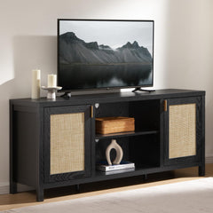 SICOTAS TV Stands for Living Room 59" Rattan TV Console with Storage