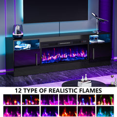 PRETZI Fireplace TV Stand with 36" Fireplace Up to 80" TVs for Living Room