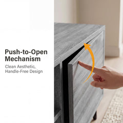 YESHOMY Mid-Century Modern TV Stand, 58 Inch, Light Grey