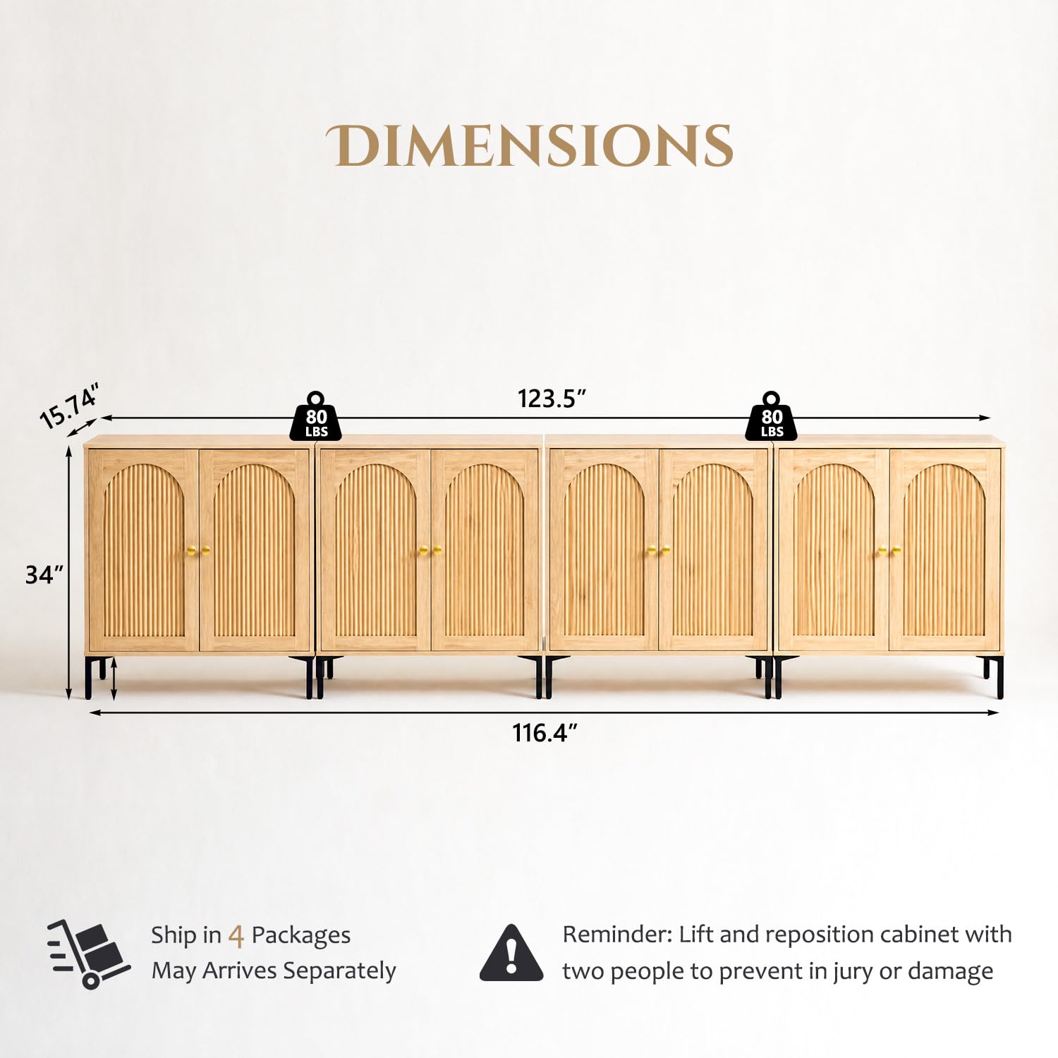 IFBUY 92.63" W Mid Century Modern TV Stands for Living Room, Brown