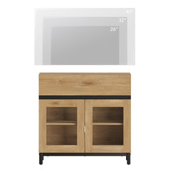 WAMPAT Modern TV Stand with Glass Doors for 80-120 inch TVs, 4 in 1 Entertainment Center Console with 4 Drawers and Metal Base for Living Room, Bedroom, Brown