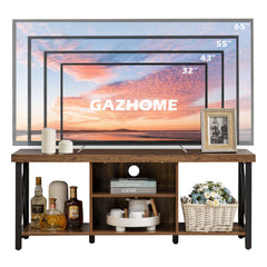 GAZHOME TV Stand for TV up to 65 Inches, TV Cabinet with Open Storage, TV Console Unit with Shelving for Living Room, Entertainment Room, Gray