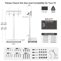 FITUEYES Hand Crank Lift TV Stand with Wheels for 32-75 Inch TVs, Black