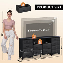 WLIVE LED Dresser TV Stand for 65 Inch TV, 8 Drawers, White