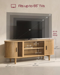 VASAGLE 58 Inch TV Stand, Mid Century Entertainment Center with Storage