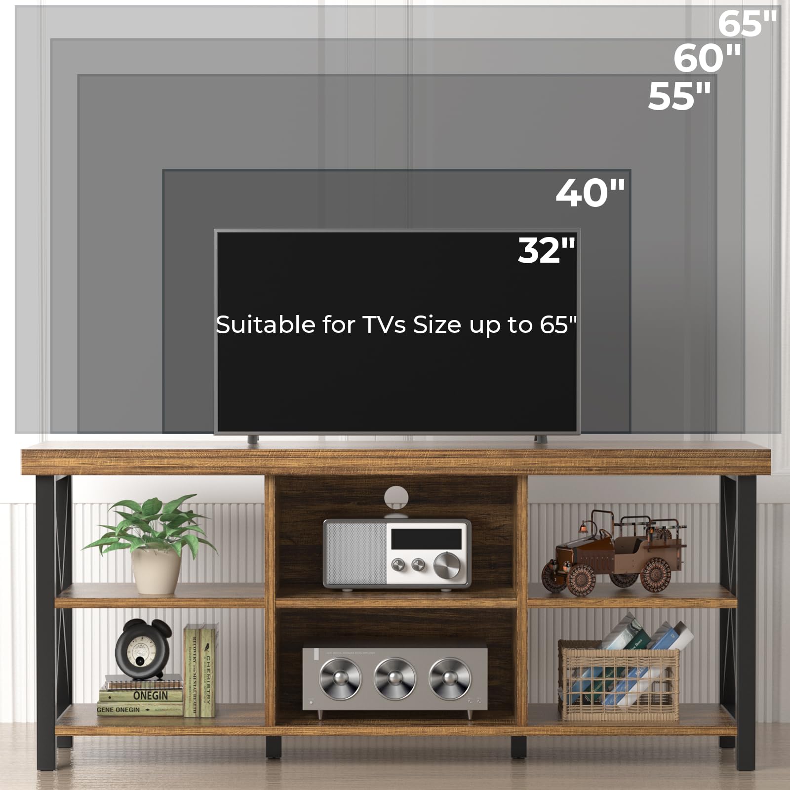 GreenForest TV Stand for 65 in TV, 55" Entertainment Center for Living Room