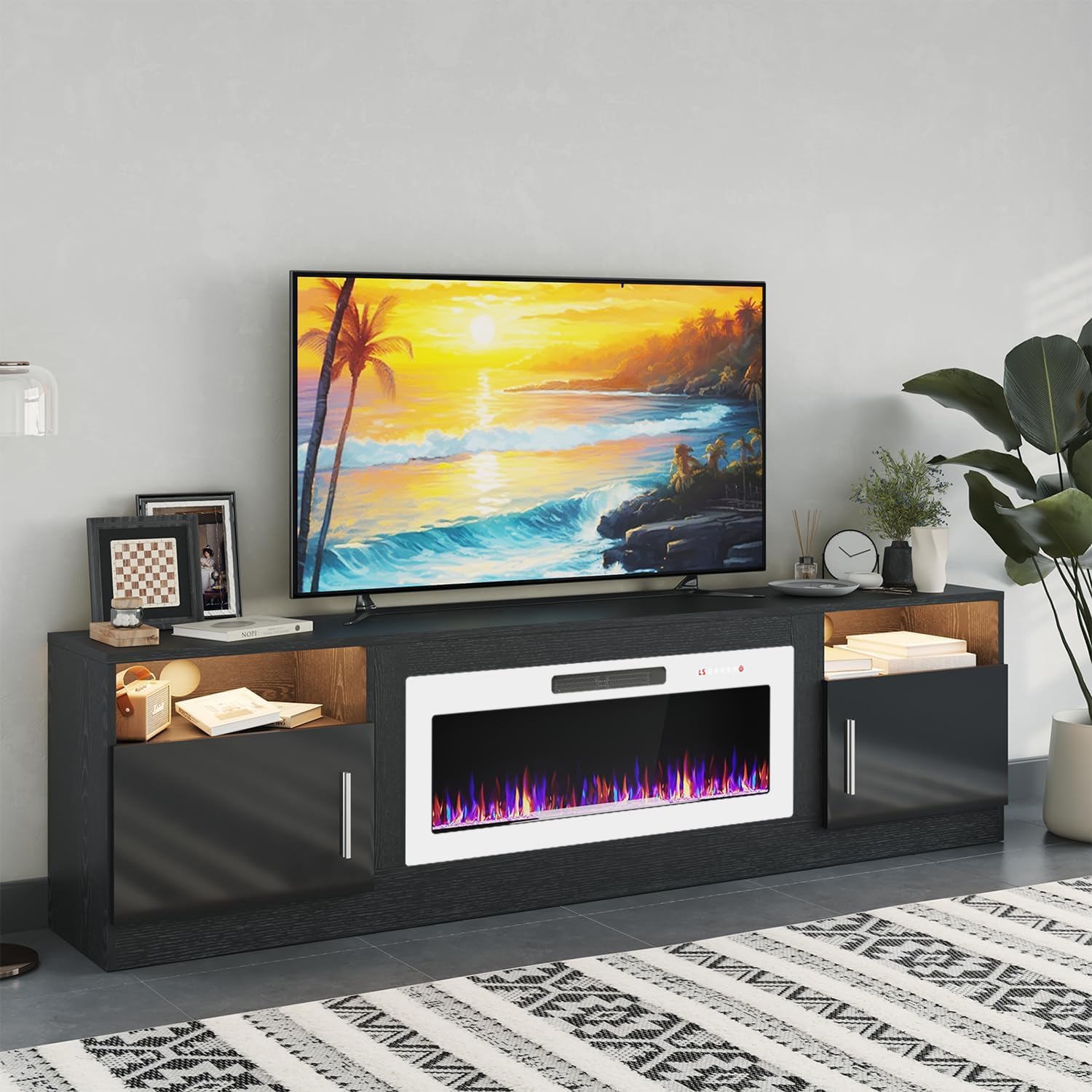 PRETZI Fireplace TV Stand with 36" Fireplace Up to 80" TVs for Living Room