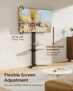 ECOTINY Tall Floor TV Stand for 37-86" TVs, Ultra Slim, Black