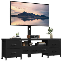DrawXynth TV Stand with Mount for 45/55/65/75 inch TVs, 51.2" Dresser TV Stand Entertainment Center with 7 Fabric Drawers, Open Storage Shelves, Media Console for Living Room