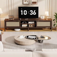 IKALIFE Rattan TV Stand for Living Room Walnut 58"