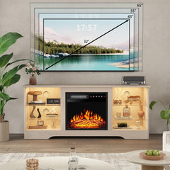 PRETZI Fireplace TV Stand with 36" Fireplace Up to 80" TVs for Living Room