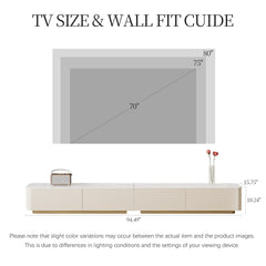 94.5" Fully Assembled TV Console, White TV Stand with Sintered Stone Top