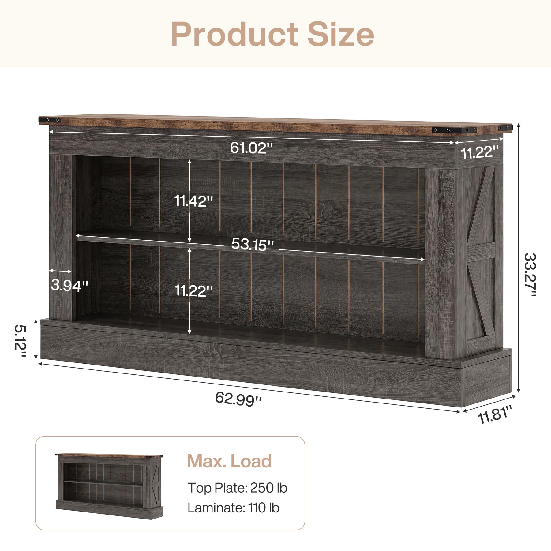Tribesigns TV Stand, Farmhouse TV Stand for 50-70 Inches TVs