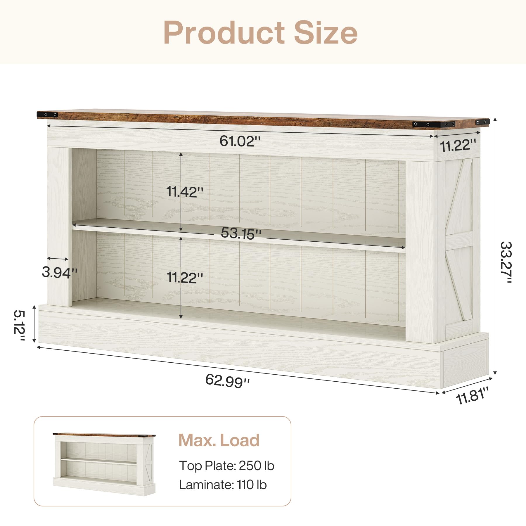 Tribesigns TV Stand, Farmhouse TV Stand for 50-70 Inches TVs