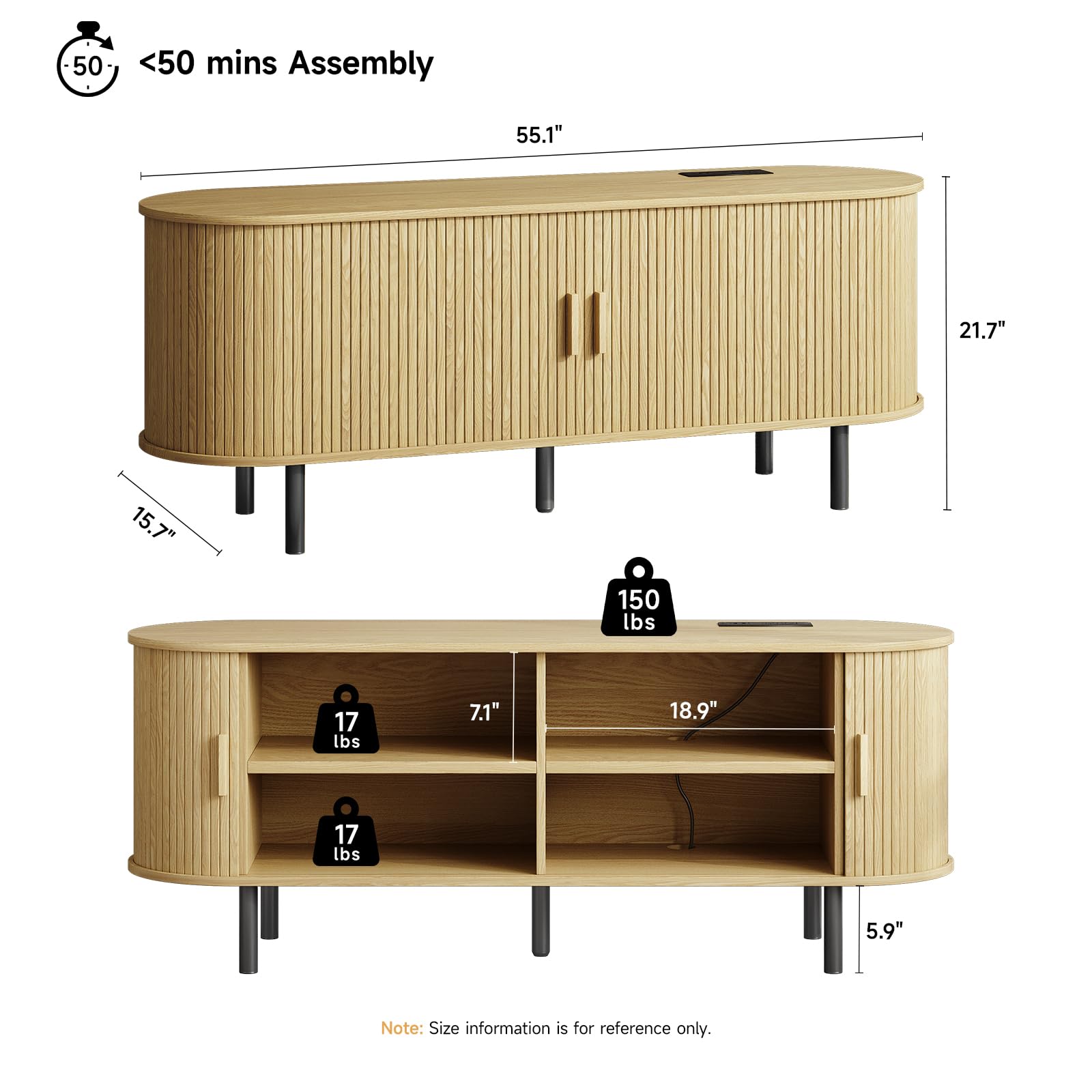 ONBRILL 70.8" TV Stand with Power Outlet for TVs up to 75 Inch, Entertainment Center with Storage and Adjustable Shelves, Modern Media Console with Sliding Doors for Living Room, Walnut