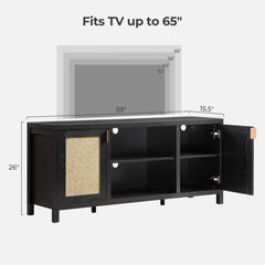 SICOTAS TV Stands for Living Room 59" Rattan TV Console with Storage