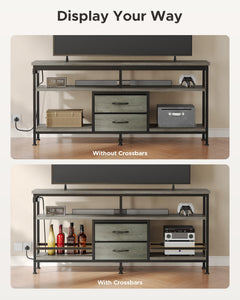 Lazzanto 63in TV Stand for 55-75in TVs, LED Lights, Charging Station, Black