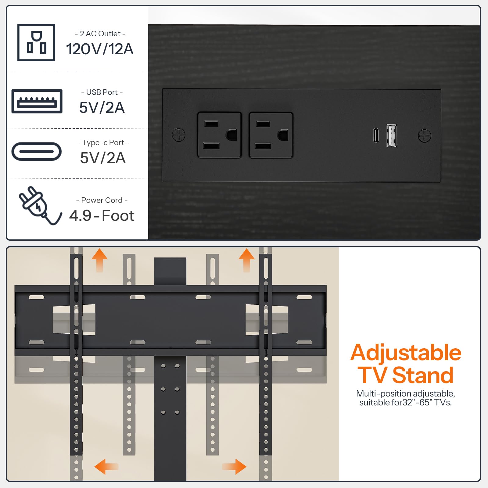HOOBRO TV Stand with Mount Up to 65 inch TV, with Drawers and Power Outlet