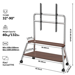 BEISHI Mobile TV Stand on Wheels for 32-75 Inch TVs