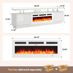 OneBlis 70" Fireplace TV Stand with Double LED Lights for TVs UP to 80", Electric Fireplace Entertainment Center with Storage Cabinets, TV Console for Living Room, Office, Black1