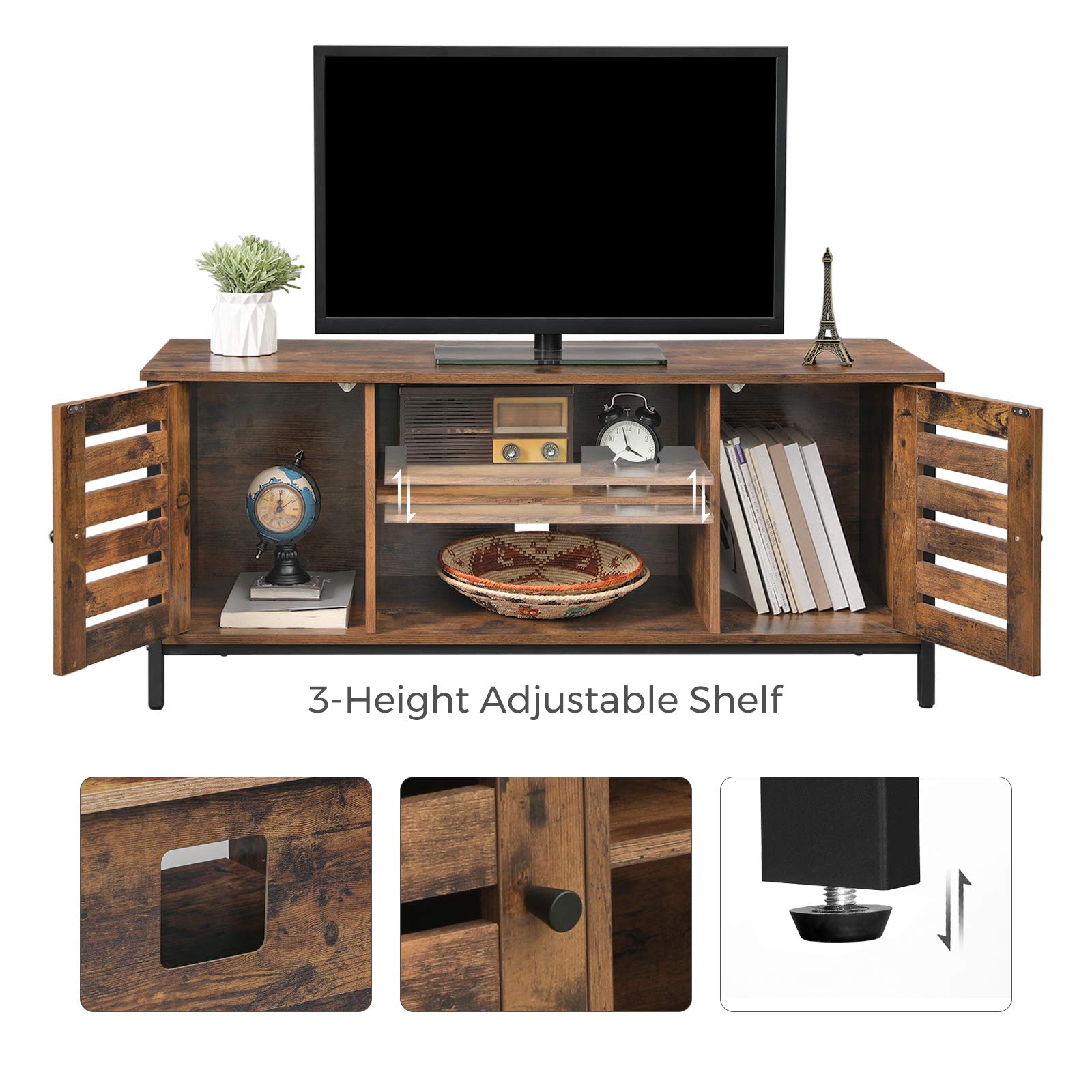 VASAGLE TV Stand, Farmhouse Entertainment Center with Storage Cabinets