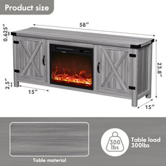 YESHOMY Modern Farmhouse TV Stand with Barn Door for 65 Inch TV, Gray Wash
