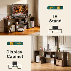 ACOHOOK Walnut 60" Mid-Century TV Stand with Storage Open Shelf
