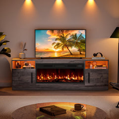 VITESSE 70”Fireplace TV Stand,Modern Entertainment Center Heating Fireplace