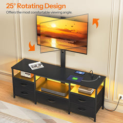 HOOBRO TV Stand with Mount Up to 65 inch TV, with Drawers and Power Outlet