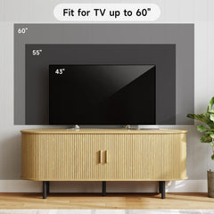 ONBRILL 70.8" TV Stand with Power Outlet for TVs up to 75 Inch, Entertainment Center with Storage and Adjustable Shelves, Modern Media Console with Sliding Doors for Living Room, Walnut
