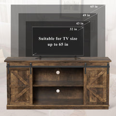 YESHOMY 58" Farmhouse TV Stand for TVs up to 65", Sliding Barn Doors, White
