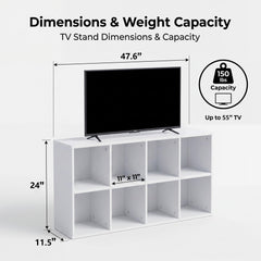 YESHOMY Mid-Century Modern TV Stand, 58 Inch, Light Grey