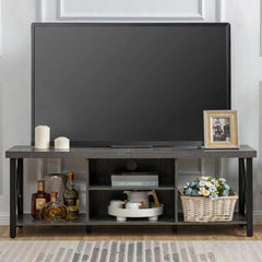 GAZHOME TV Stand for TV up to 55 Inches, TV Cabinet with Open Storage, TV Console Unit with Shelving for Living Room, Entertainment Room, Rustic Brown
