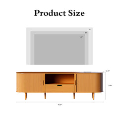 DHH 86.6" Fluted TV Stand with Power Outlet for TVs up to 90", TV Console with Adjustable Shelves and Sliding Door,Mid Century Modern Entertainment Center for Living Room,Bedroom (Walnut)