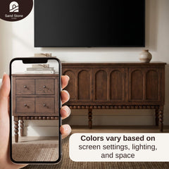SAND STONE HOME 65" TV Entertainment Console, Buffet Cabinet, Cocoa Brown