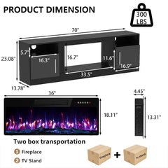 PRETZI Fireplace TV Stand with 36" Fireplace Up to 80" TVs for Living Room