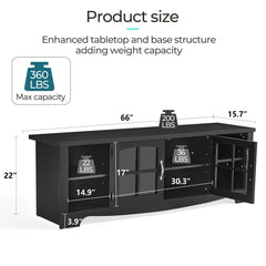 LINSY HOME Farmhouse TV Stand for 65 Inch TV, Wood Entertainment Center with Glass Door Storage Cabinet & Adjustable Shelves, Large Sturdy TV Console Table for Living Room Bedroom